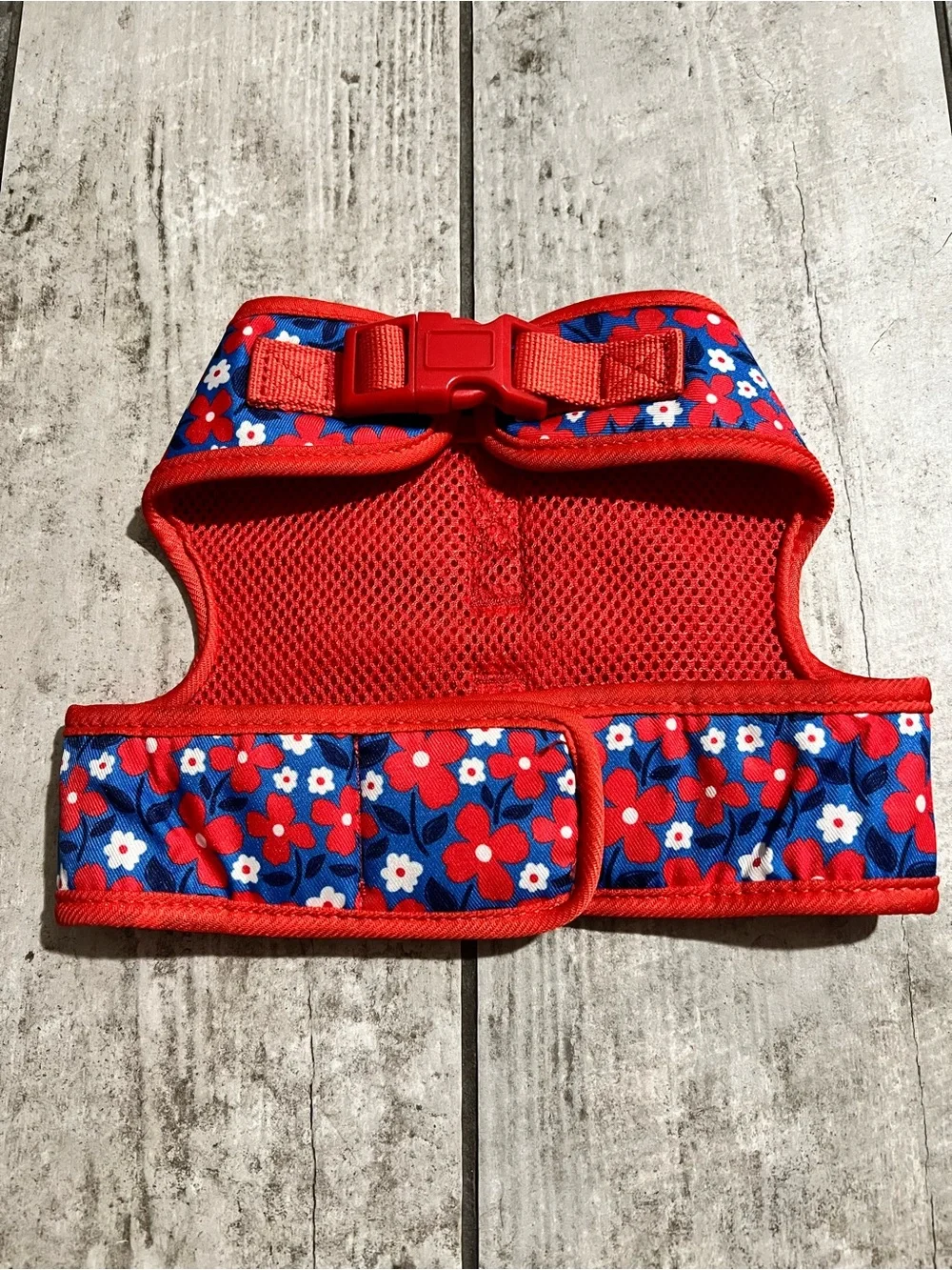 Simply Wag Red Floral Dog Harness-Size Small
